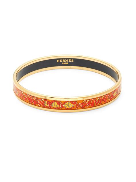 hermes orange gold bangle|vintage hermes enamel bangle.